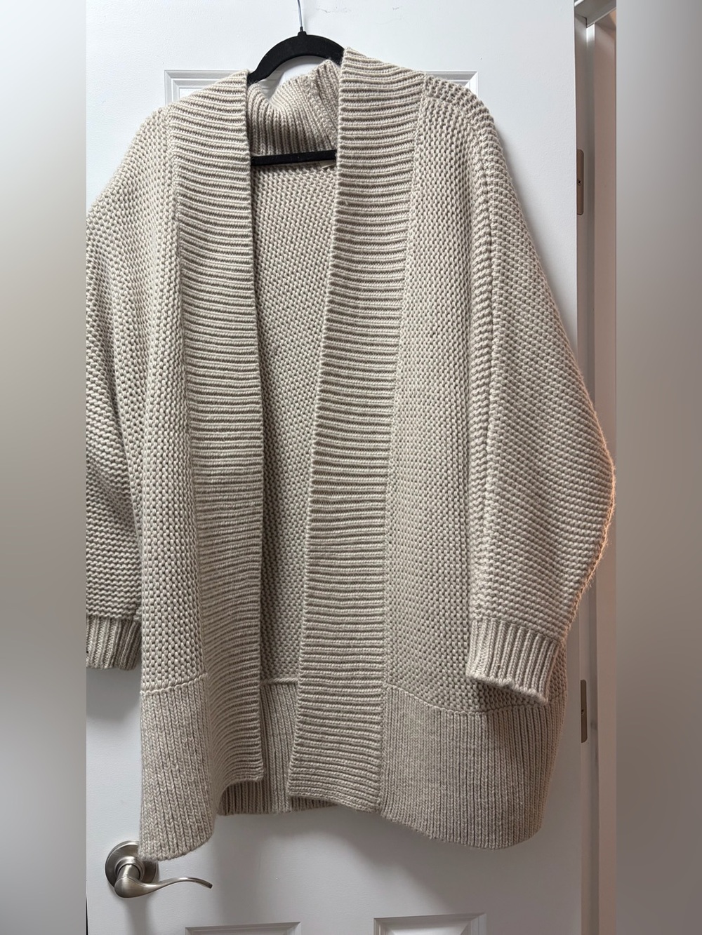 Women's Open-Front Chunky Knit Cardigan in Cream